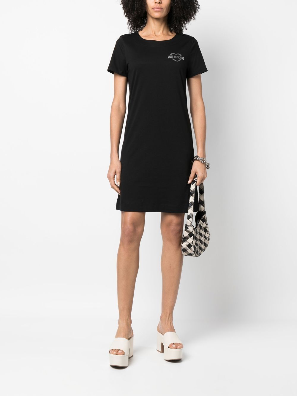 Love Moschino T-shirtjurk met logoprint - Zwart