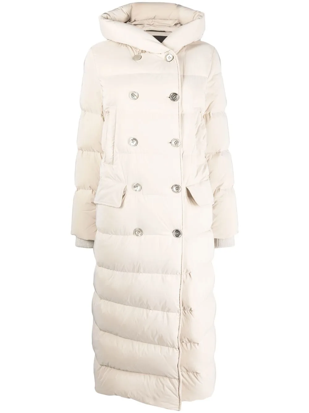 

Moorer Napea quilted padded long coat - Neutrals