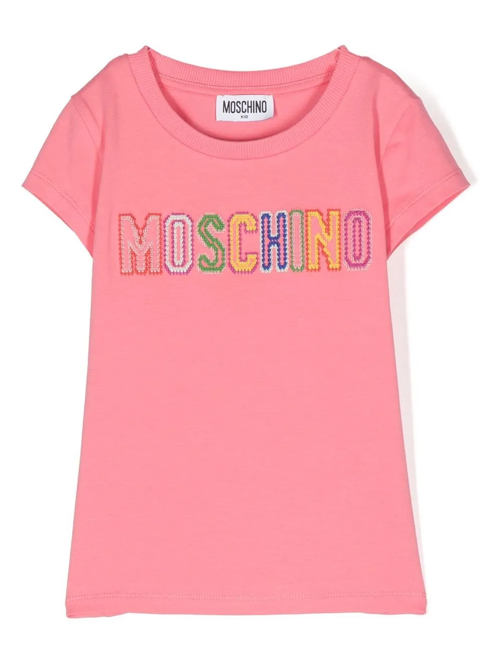 Moschino Kids' Embroidered-logo Cotton T-shirt In Rosa