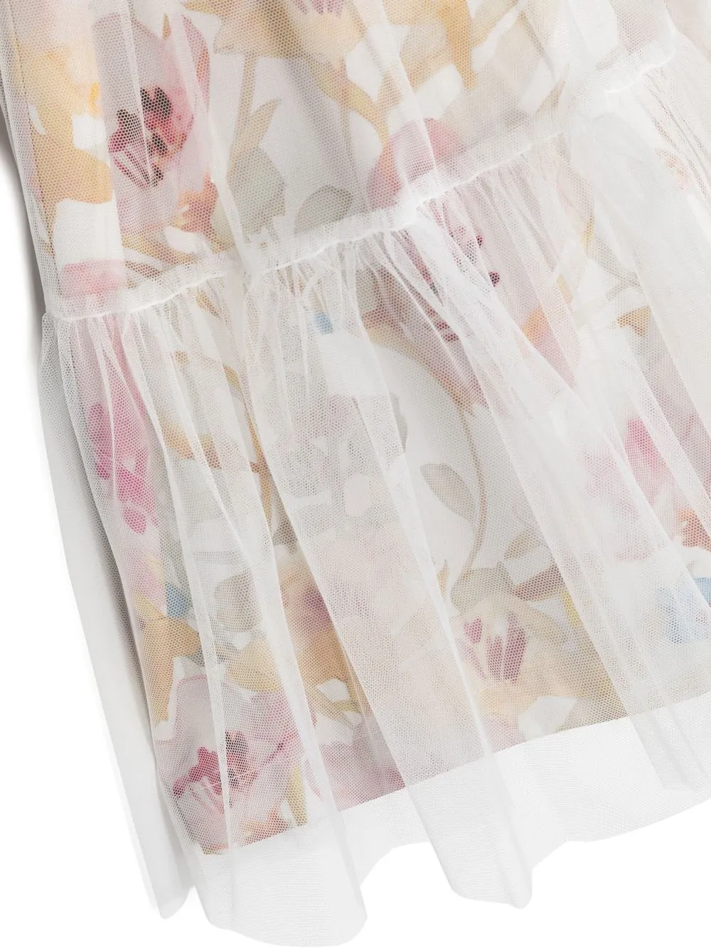 Shop Il Gufo Floral-print Tulle Dress In White