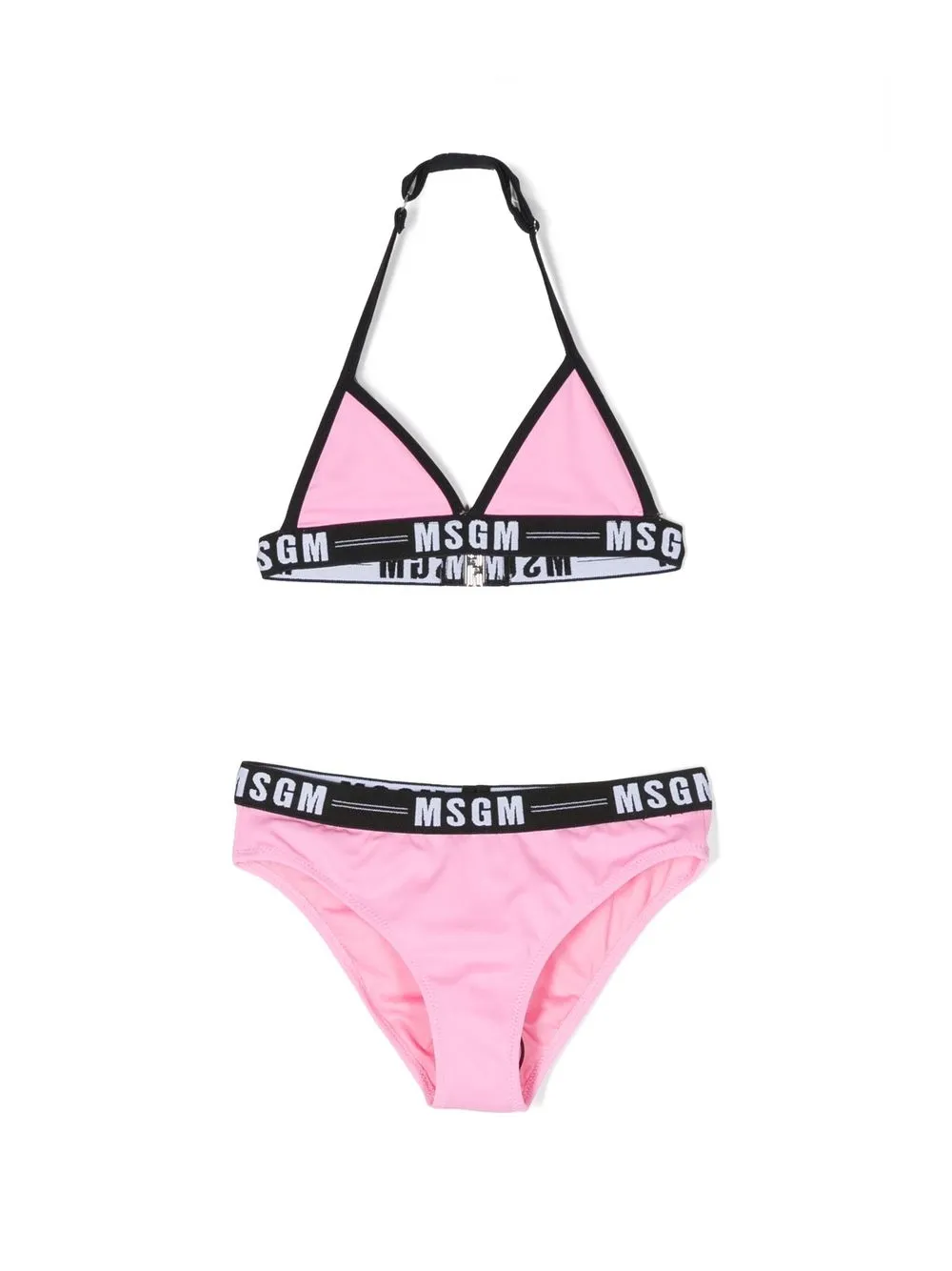 

MSGM Kids logo-trim halterneck bikini set - Pink