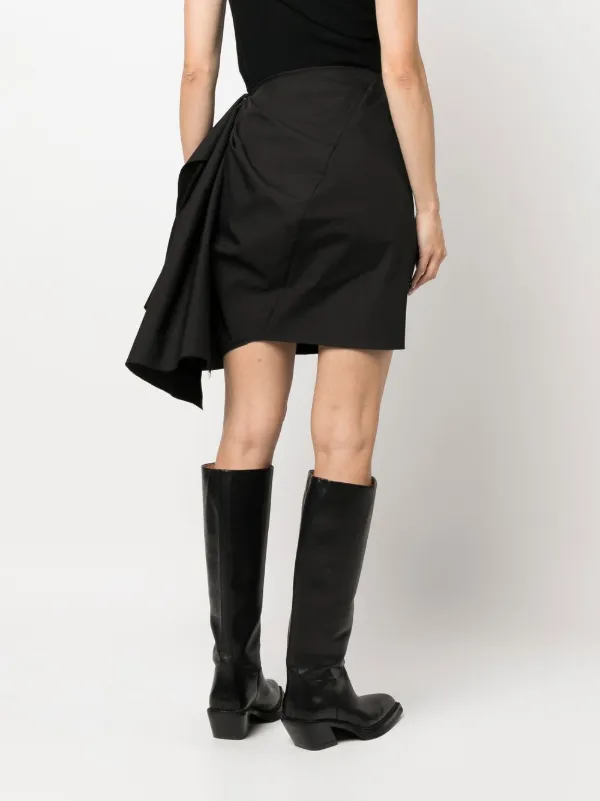 Rick Owens Draped Cotton Mini Skirt | Black | FARFETCH BH