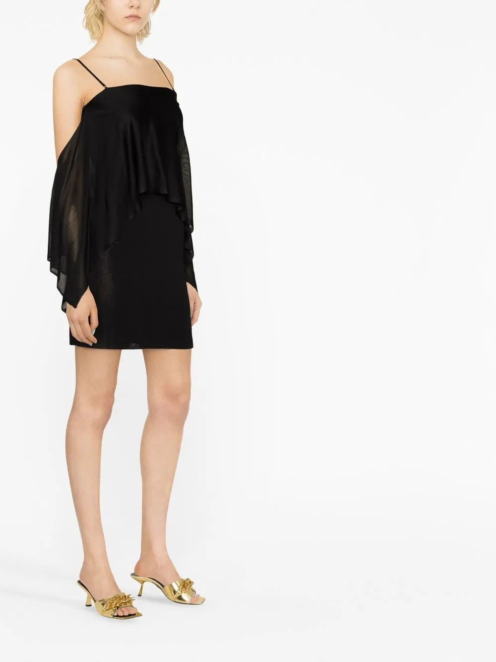 Shop Tom Ford Cold-shoulder Ruffled Dress In Black