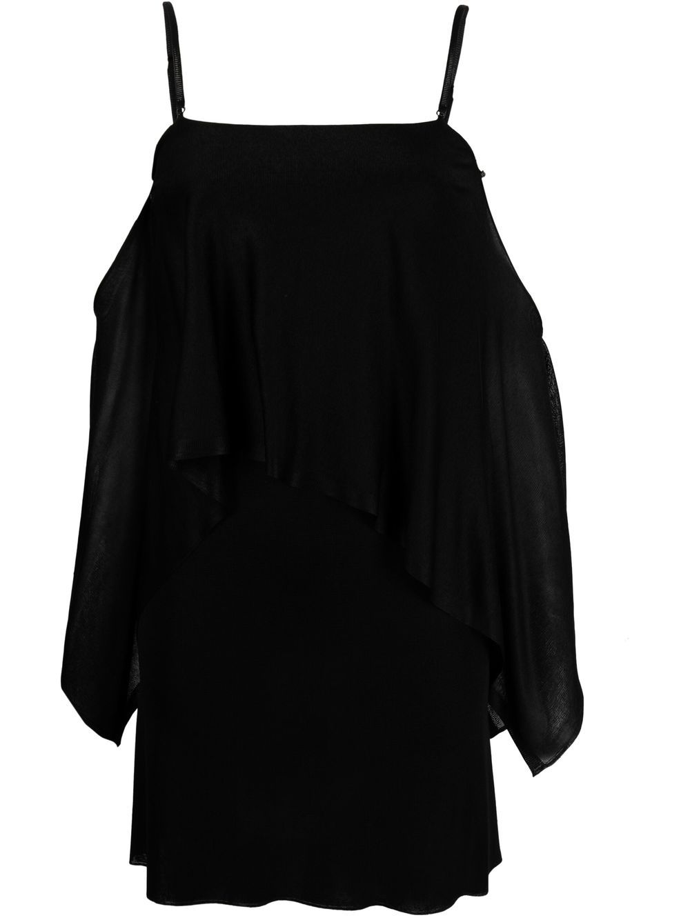 Shop Tom Ford Cold-shoulder Ruffled Dress In Black