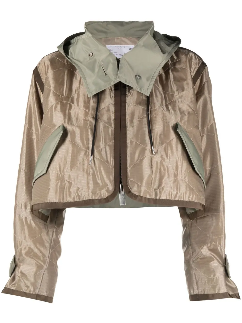 

sacai zip-up hooded jacket - Neutrals