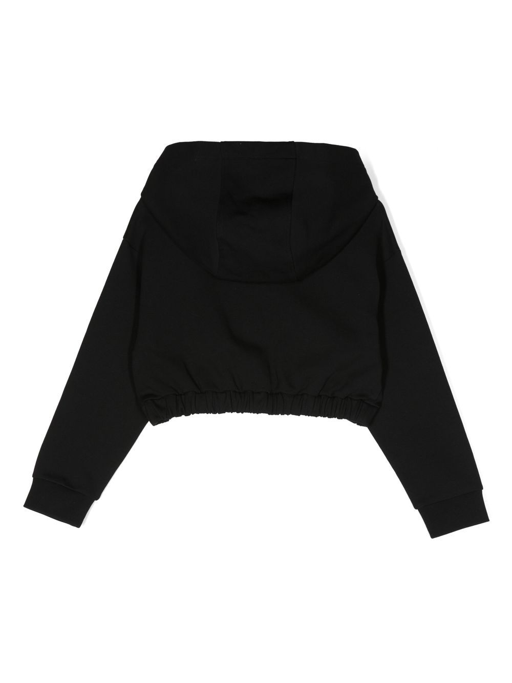 Shop Fendi Cropped Logo-print Hoodie In Black