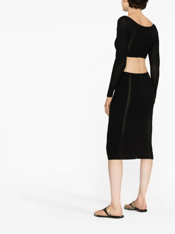 knit hole dress Chlo studded crochet-knit maxi dress in Black