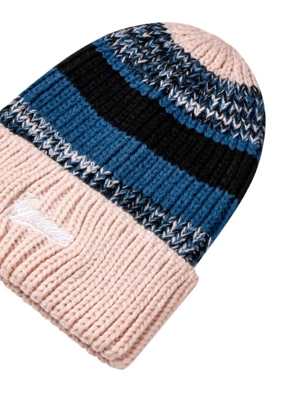 mixed stripe beanie