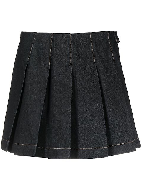 REMAIN pleated denim skirt 
