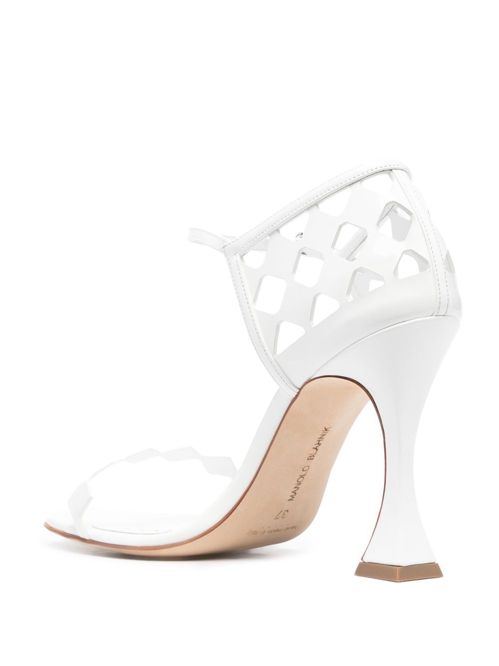 Shop Manolo Blahnik Kalun Diamond-check Sandals In Weiss