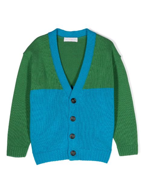 There Was One Kids colour-block V-neck cardigan