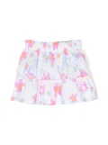 There Was One Kids floral-print flared poplin skirt - White