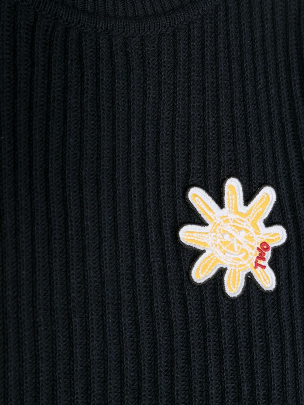 Shop There Was One Sun-patch Ribbed Crew-neck Jumper In Black