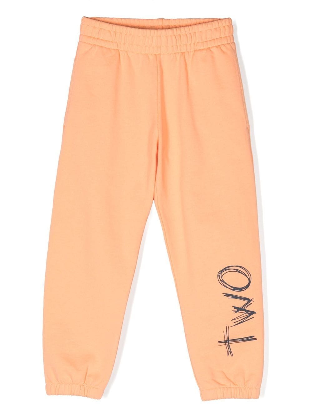There Was One Kids' Logo-print Elasticated Fleece Track Pants In Orange