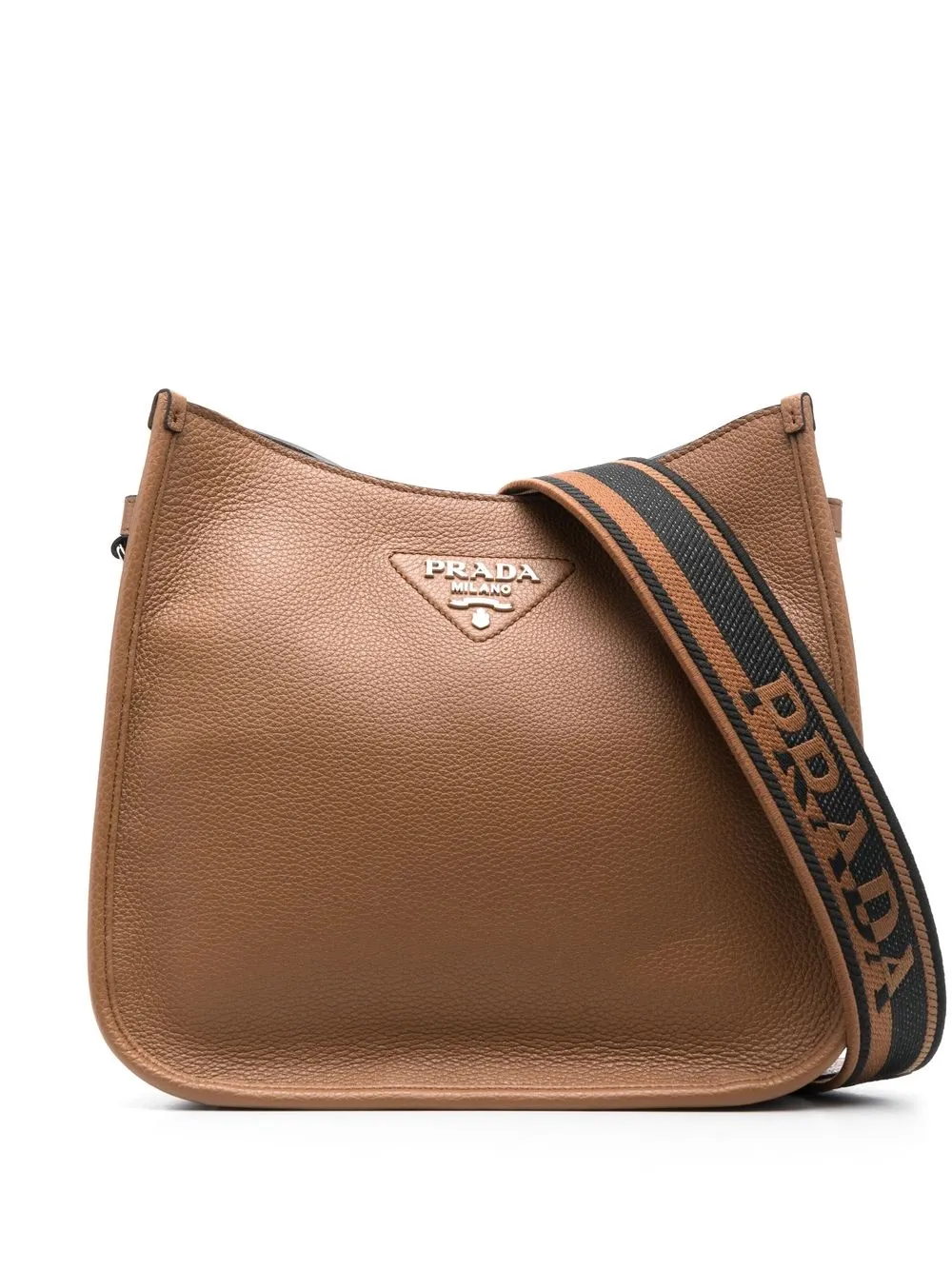 

Prada grained-leather logo shoulder bag - Brown