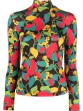 La DoubleJ floral-print turtleneck top - Red