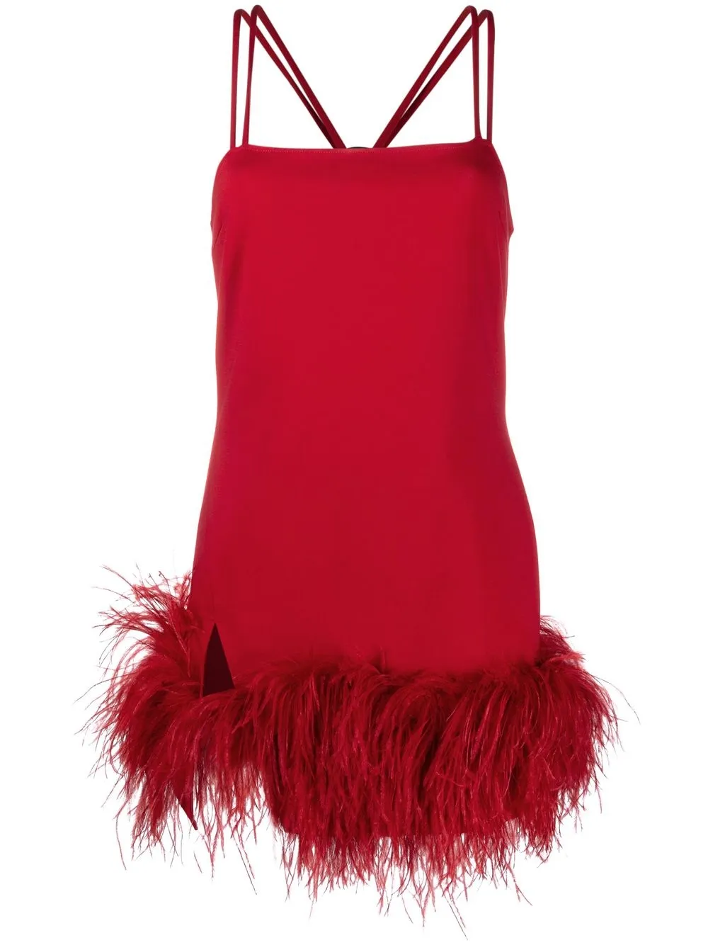 

The Attico Fujiko feather-trim minidress - Red