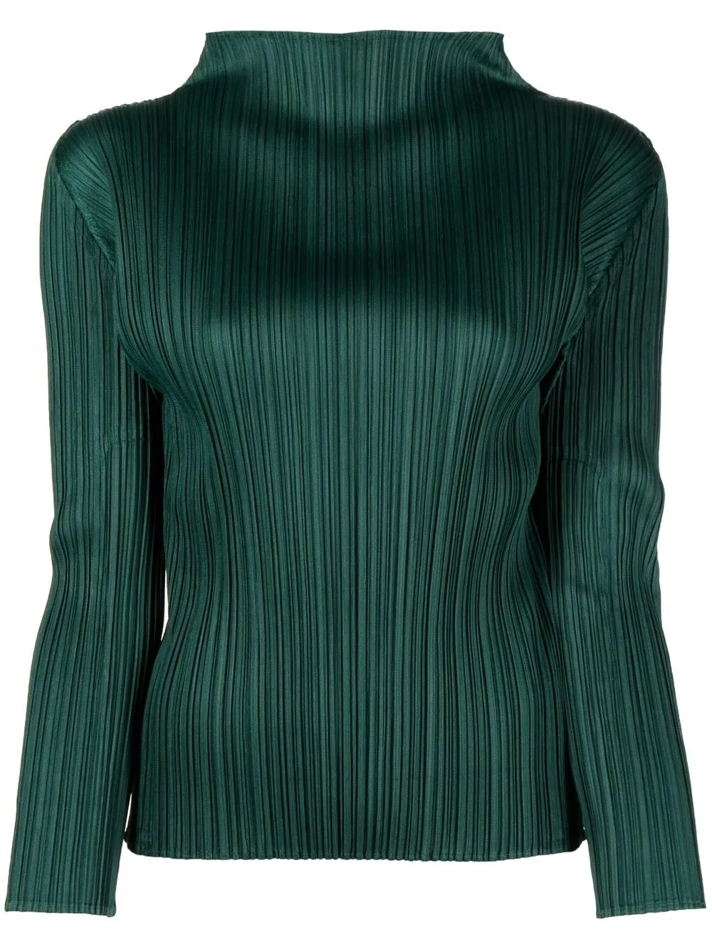 

Pleats Please Issey Miyake top plisado con cuello falso - Verde