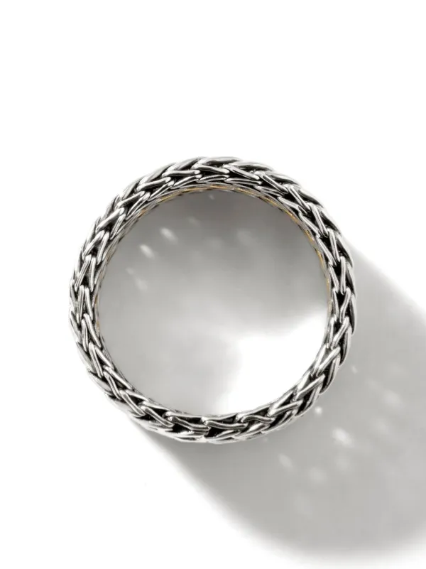 John Hardy Sterling Silver 18K Gold Four Row Coil Pave