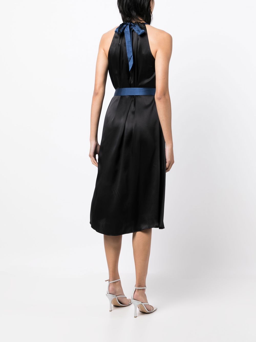 Shop Cynthia Rowley Contrast-trim Halterneck Midi Dress In Schwarz