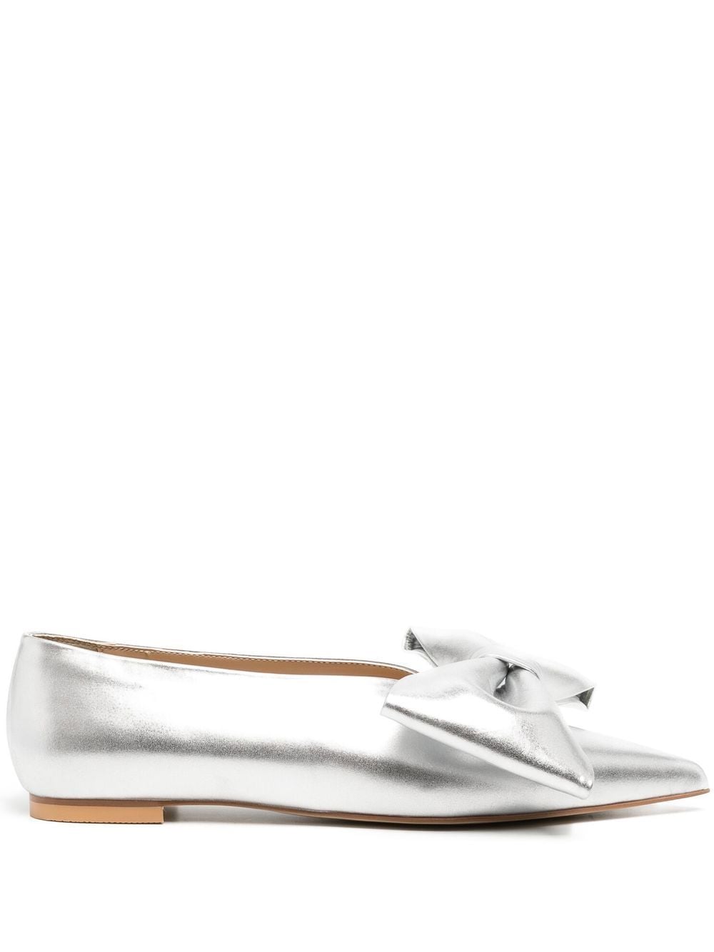 Kimhēkim Bow-detail Pointed Ballerina Shoes In Silver