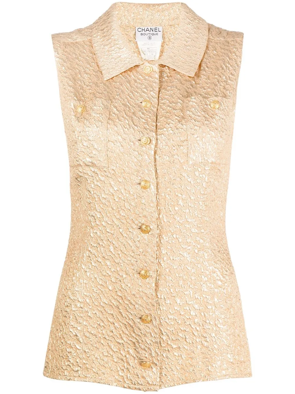 

CHANEL Pre-Owned camisa sin mangas metalizada 1990 - Dorado