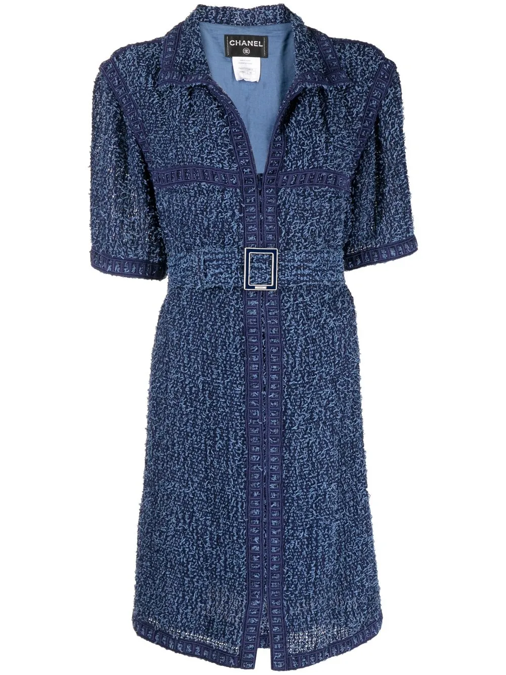 

CHANEL Pre-Owned 2013 short-sleeved tweed dress - Blue