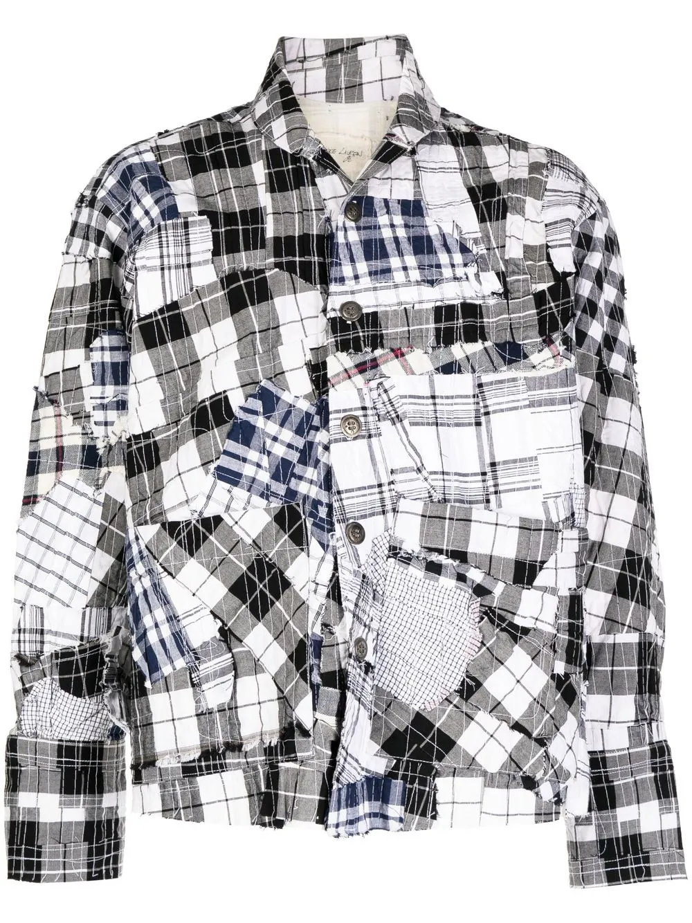 

Greg Lauren patchwork checked shirt - Black