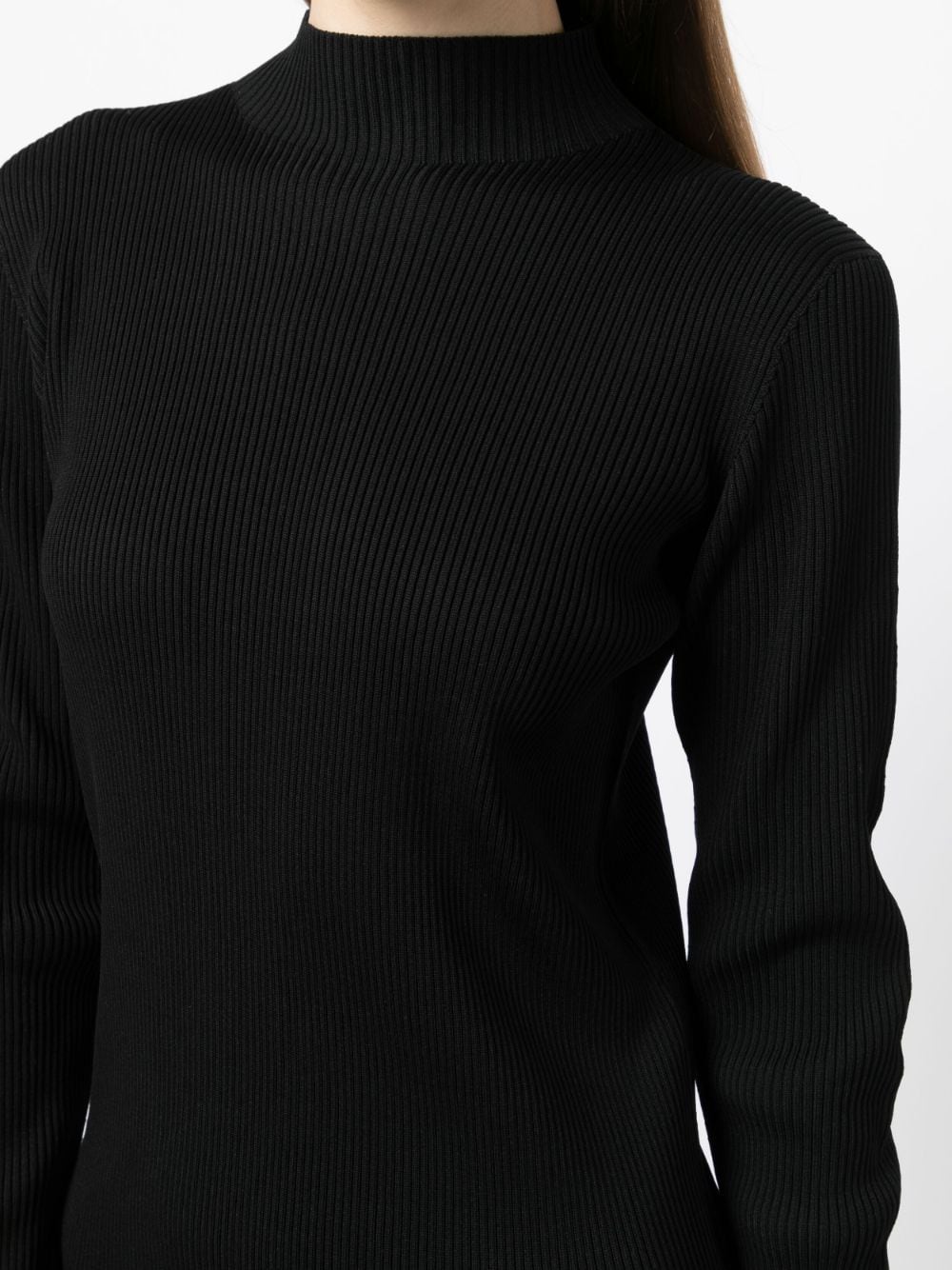Shop Cfcl Long-sleeve Ribbed Midi Dress In Black