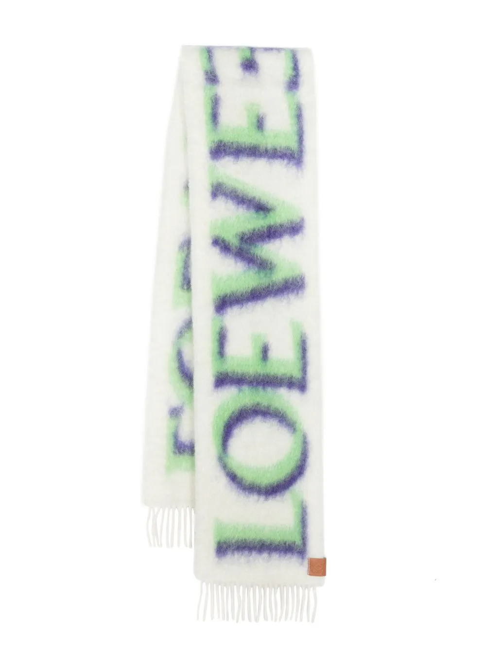 

LOEWE intarsia-knit logo brushed scarf - White