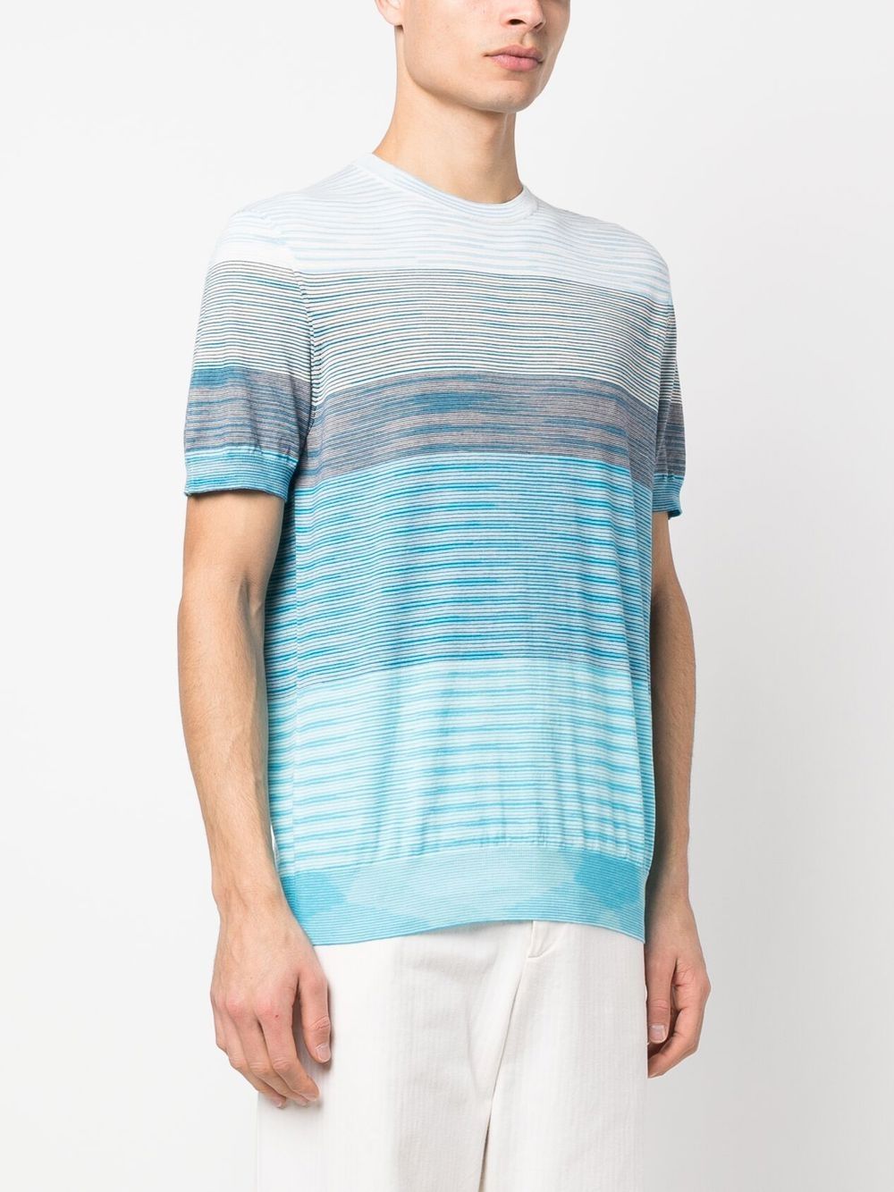 Shop Missoni Striped Cotton T-shirt In Weiss