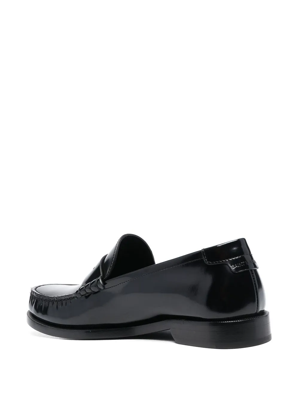 Saint Laurent Le Loafer High-shine Finish Flat Shoes In Schwarz
