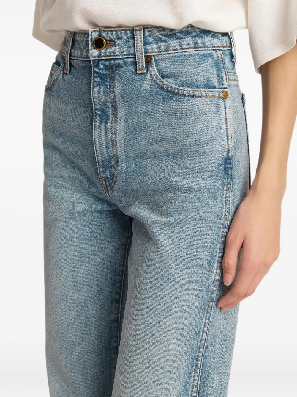 KHAITE Danielle USA製 ハイウエストデニム W27 KHAITE Danielle ストレートジーンズ | ブルー | FARFETCH JP