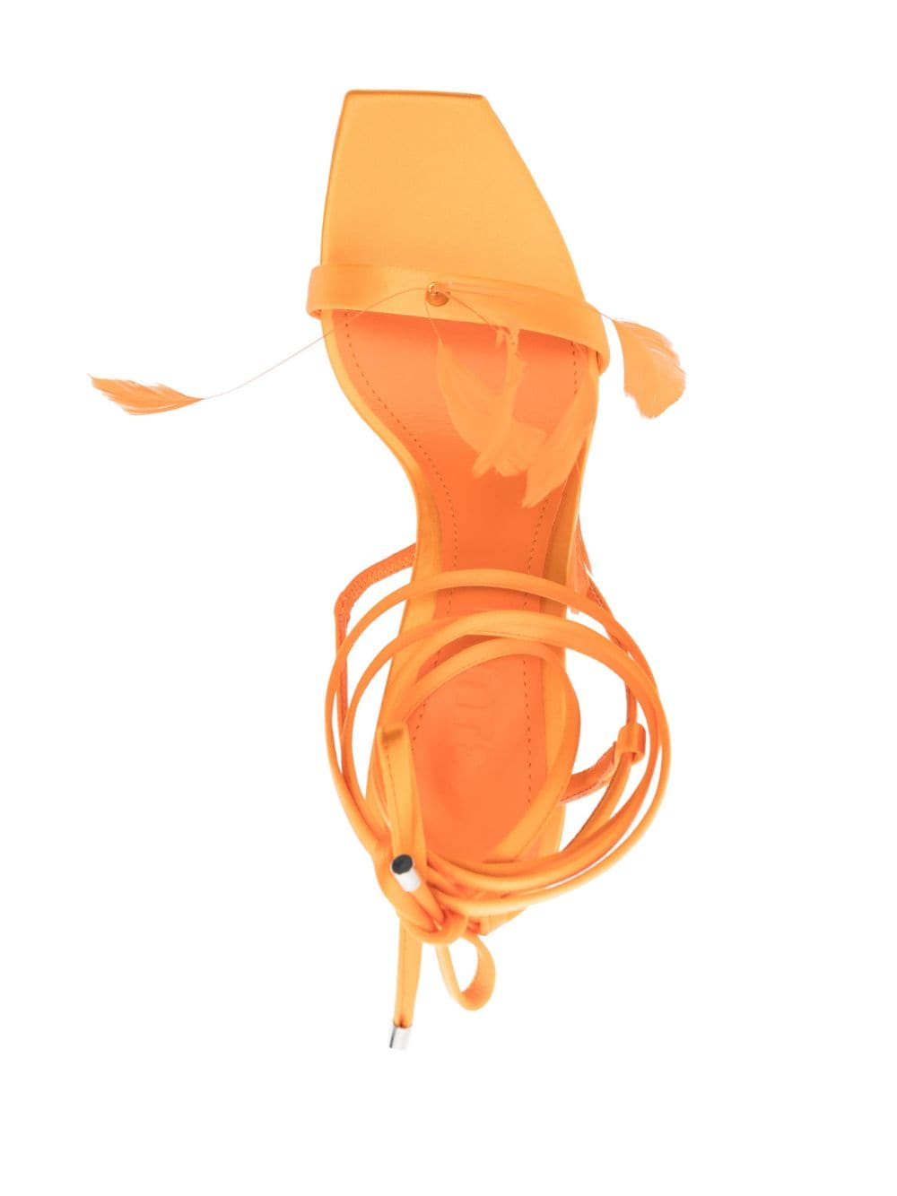 Shop 3juin Kimi Feather Satin Sandals In Orange