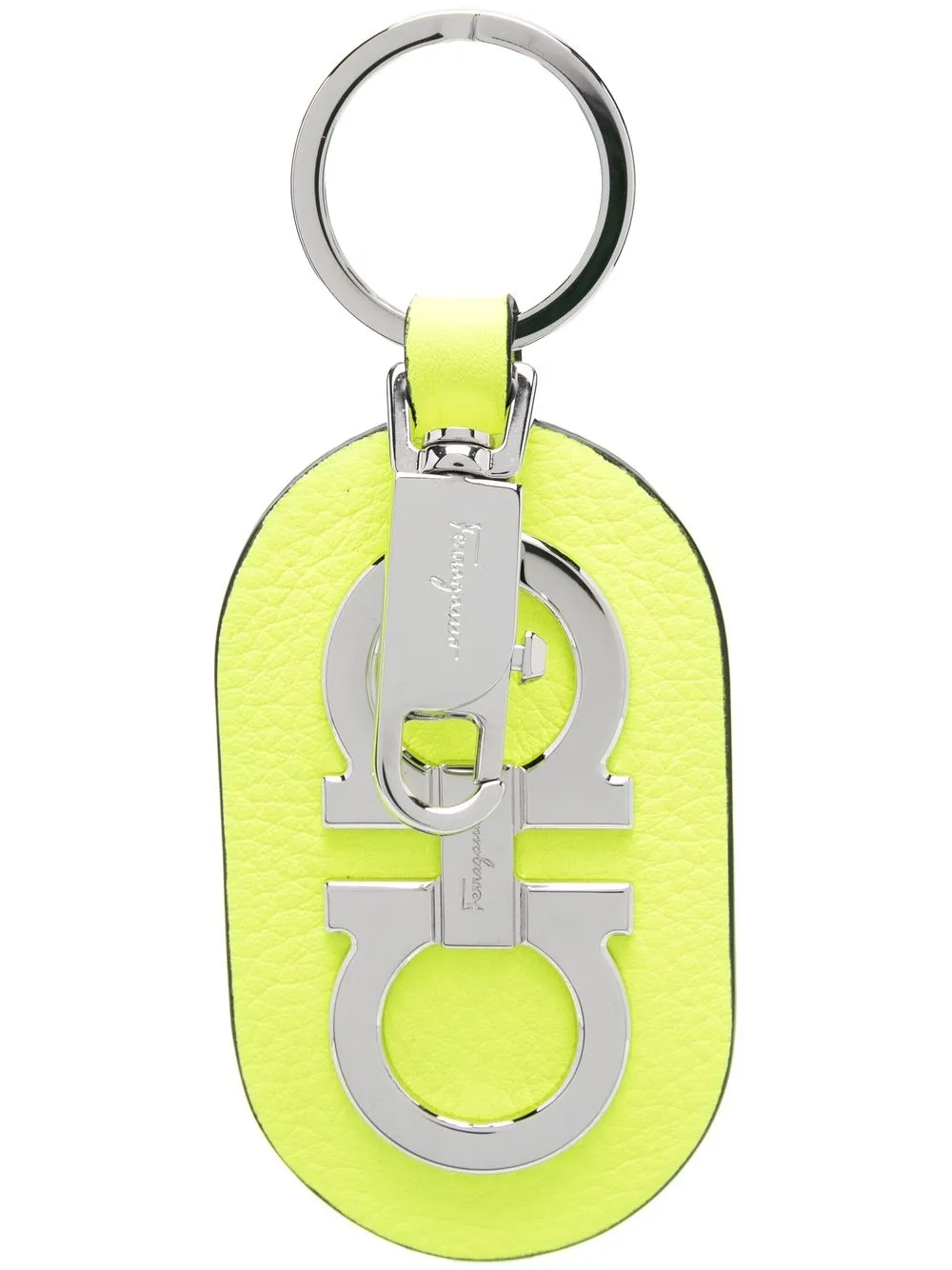 

Ferragamo Greca-plaque leather keyring - Green