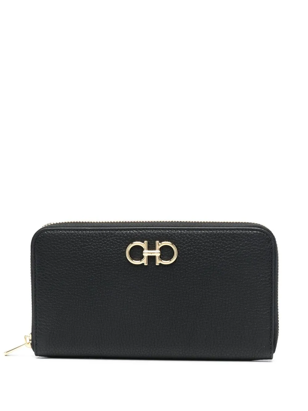 

Ferragamo Gancini-plaque zip-up wallet - Black