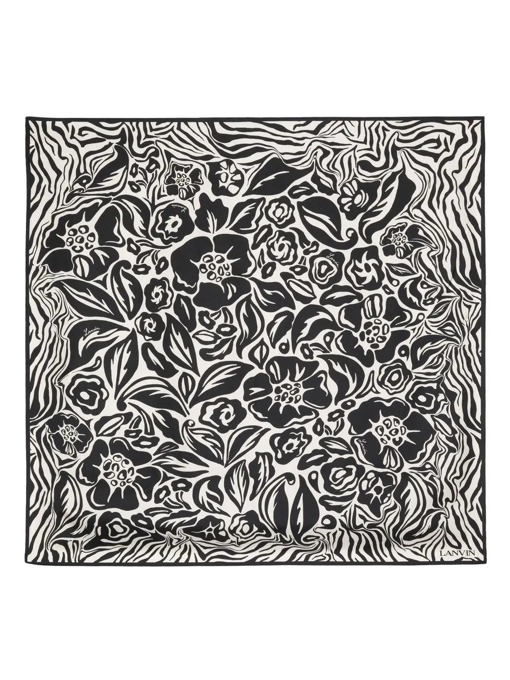 

Lanvin floral zebra-print scarf - Black