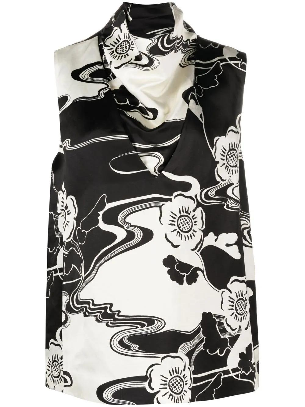

Jil Sander blusa sin mangas con estampado floral - Negro