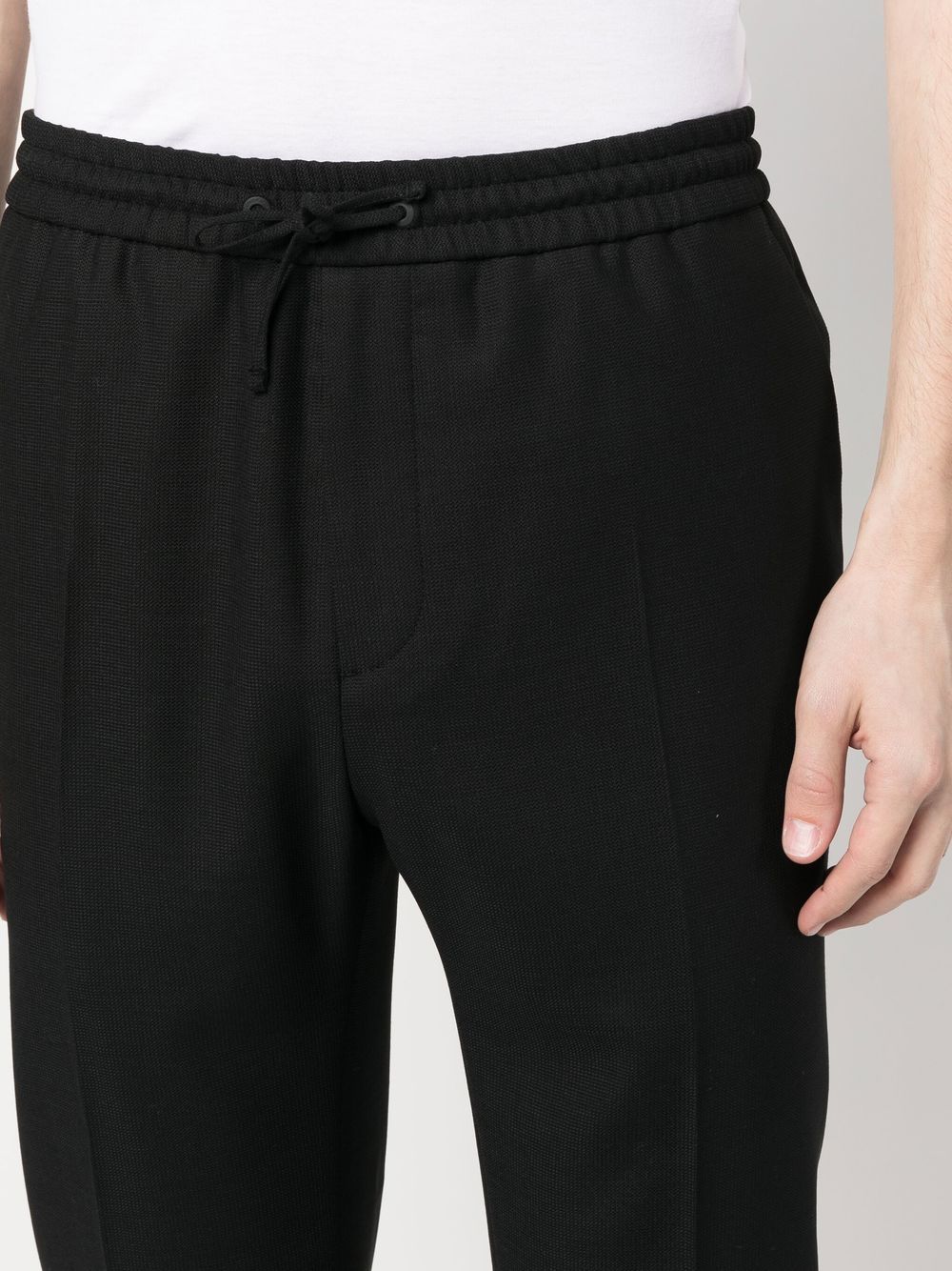 Shop Calvin Klein Drawstring-waist Straight-leg Trousers In Black