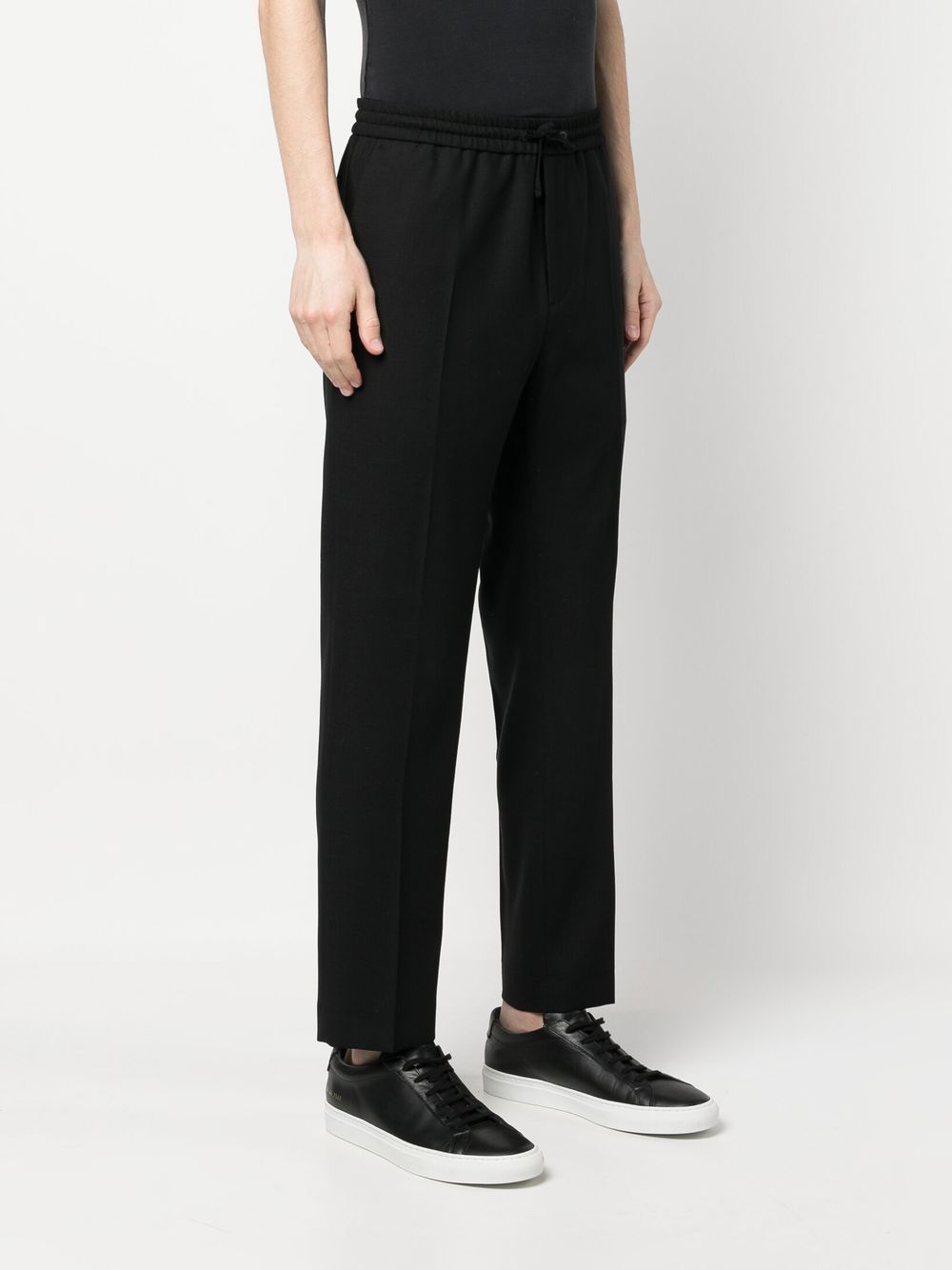 Shop Calvin Klein Drawstring-waist Straight-leg Trousers In Black