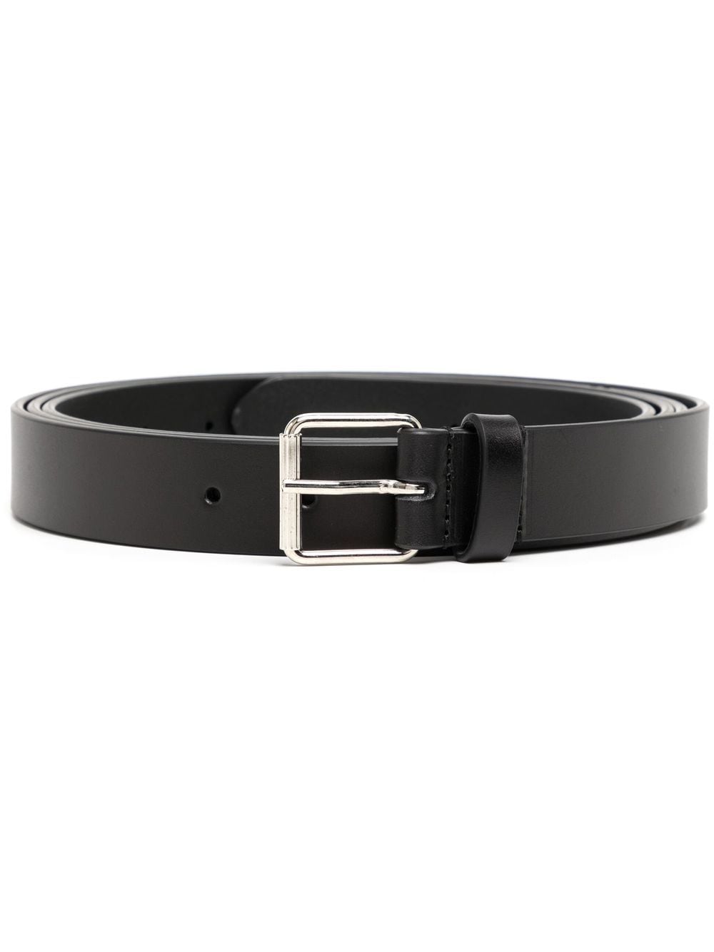 buckle-fastened leather belt