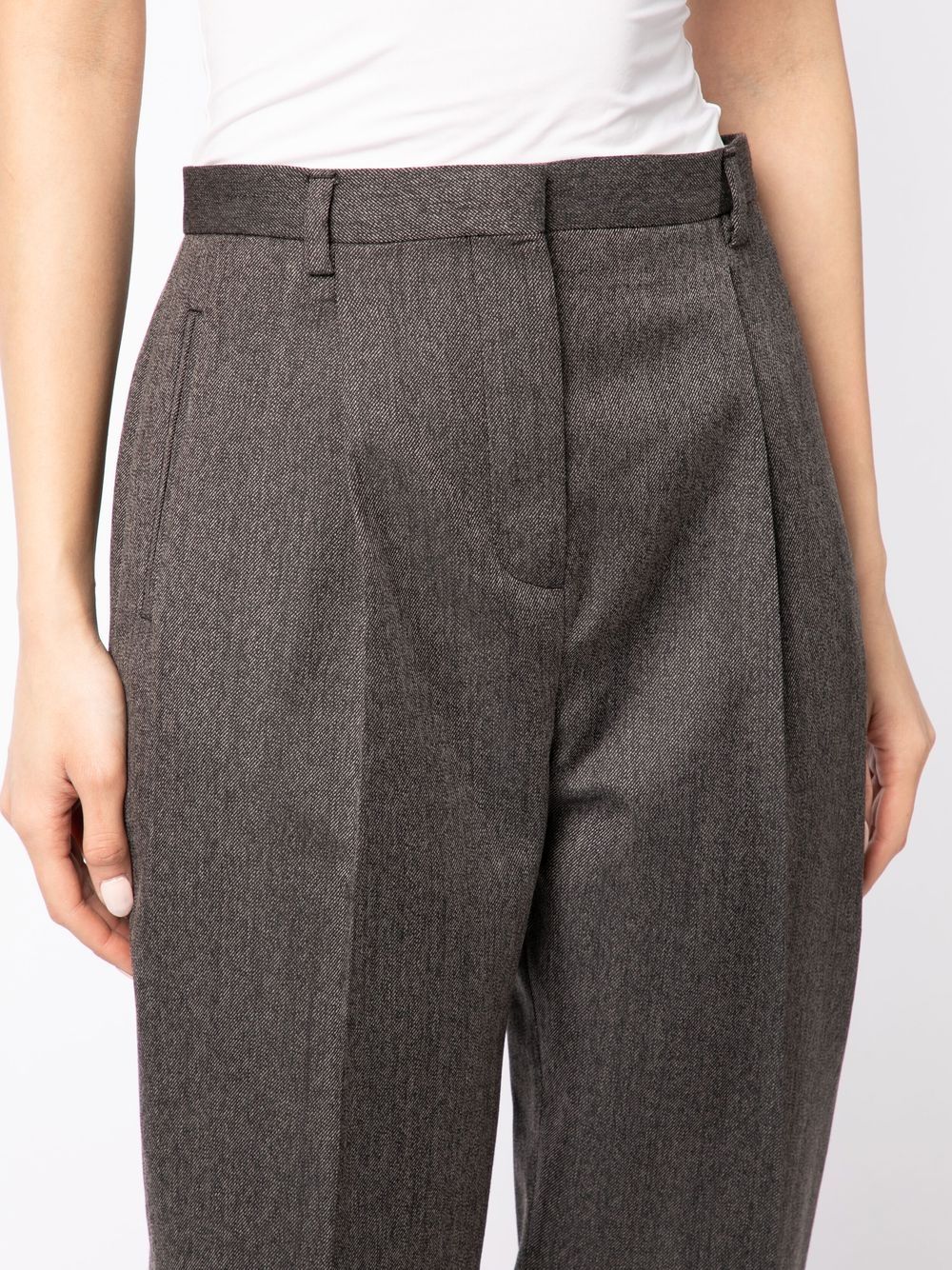 Shop Tory Burch High-waisted Tapered Trousers In Grey