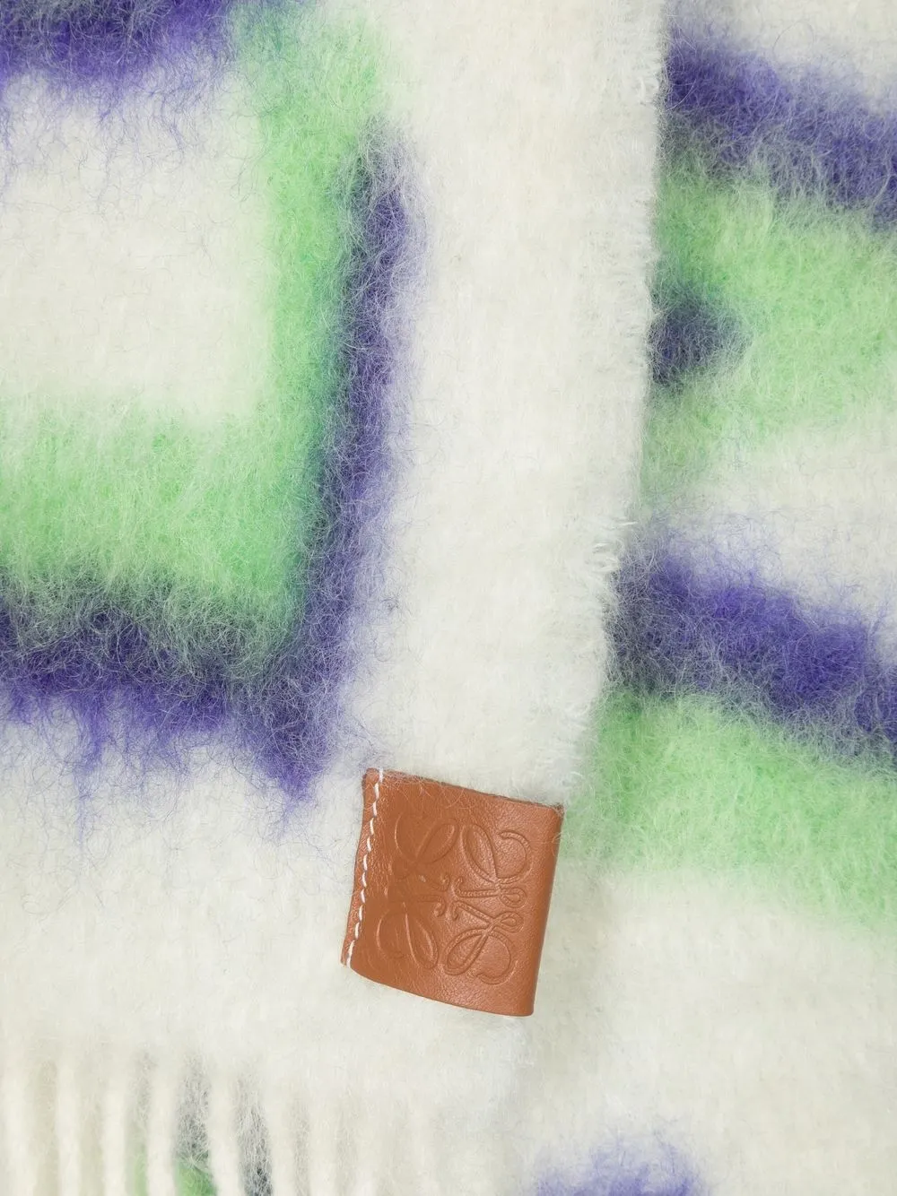 Loewe Intarsia Wool-blend Scarf In Green