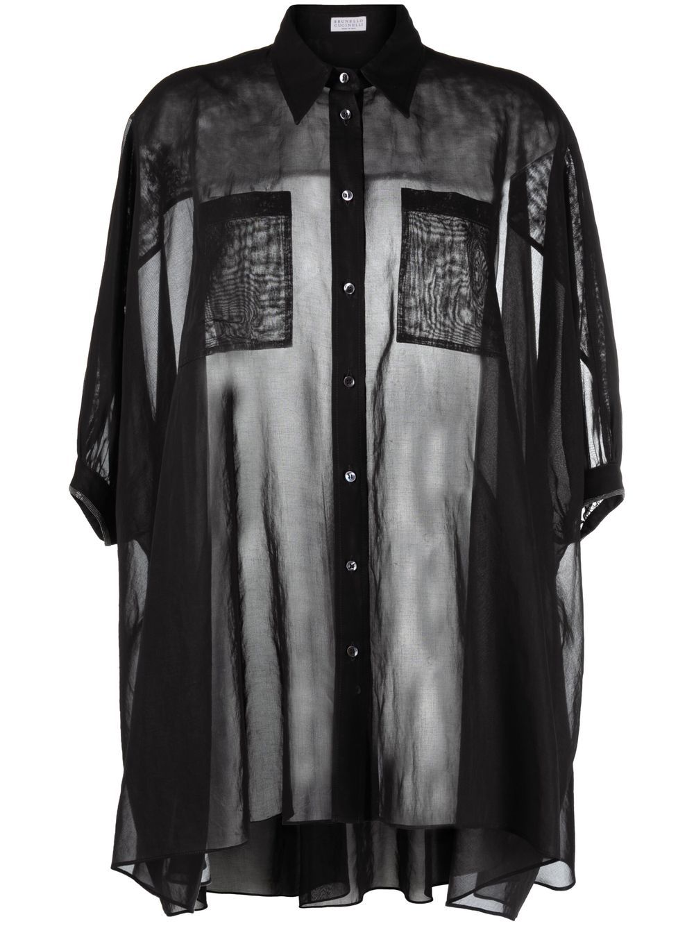 Brunello Cucinelli Oversized Sheer Shirt In Black