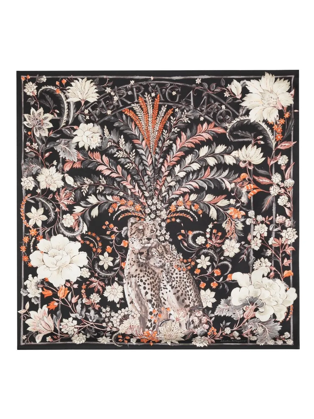 

Ferragamo floral-print silk foulard - Black