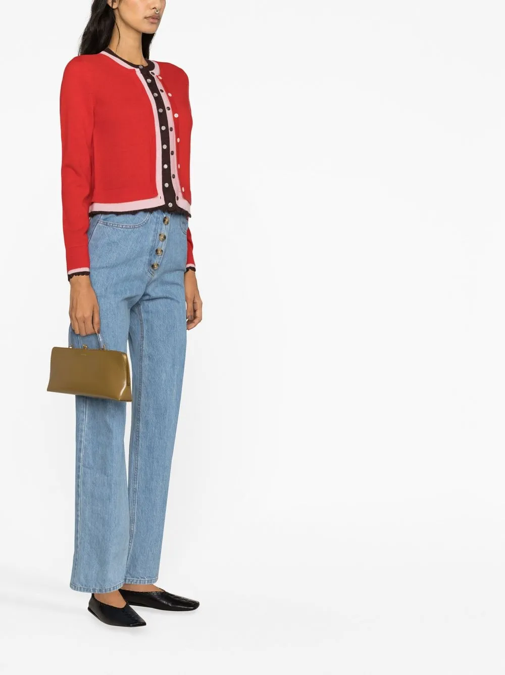 Tory Burch Triple Layer Cashmere Cardigan In Rot