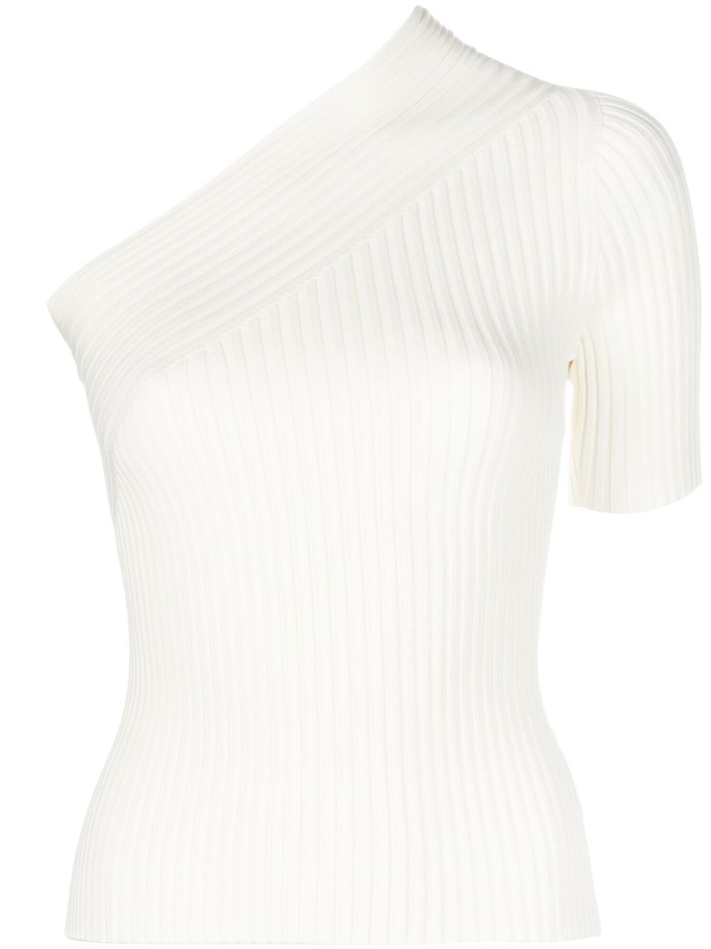 Shop Aeron One-shoulder Knitted Top In Weiss