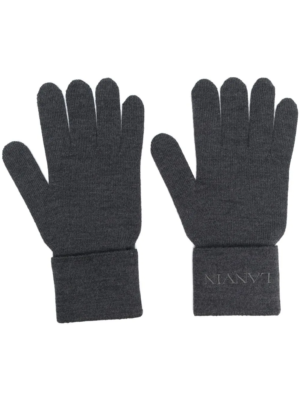 

Lanvin guantes con logo bordado - Gris