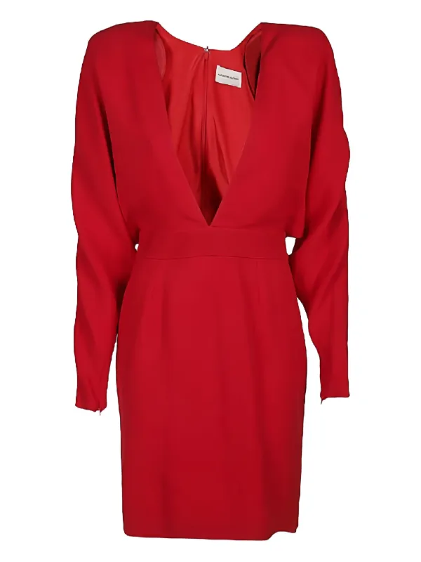 Alexandre Vauthier Plunging-Neck Mini Dress - Red