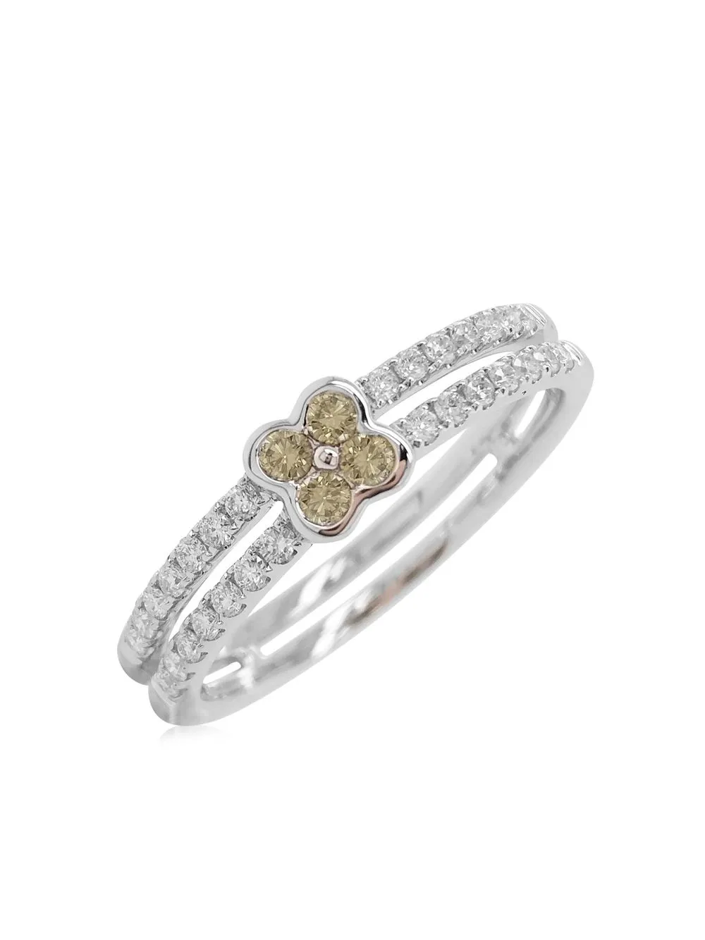 Shop Hyt Jewelry 18kt White Gold Two-band Diamond Ring In Silber